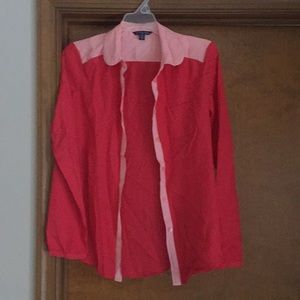 American Eagle peach/dk coral button up blouse